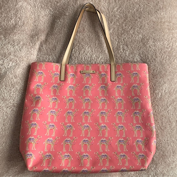 kate spade Handbags - Kate Spade Camel Canvas Beachbag (Damaged)